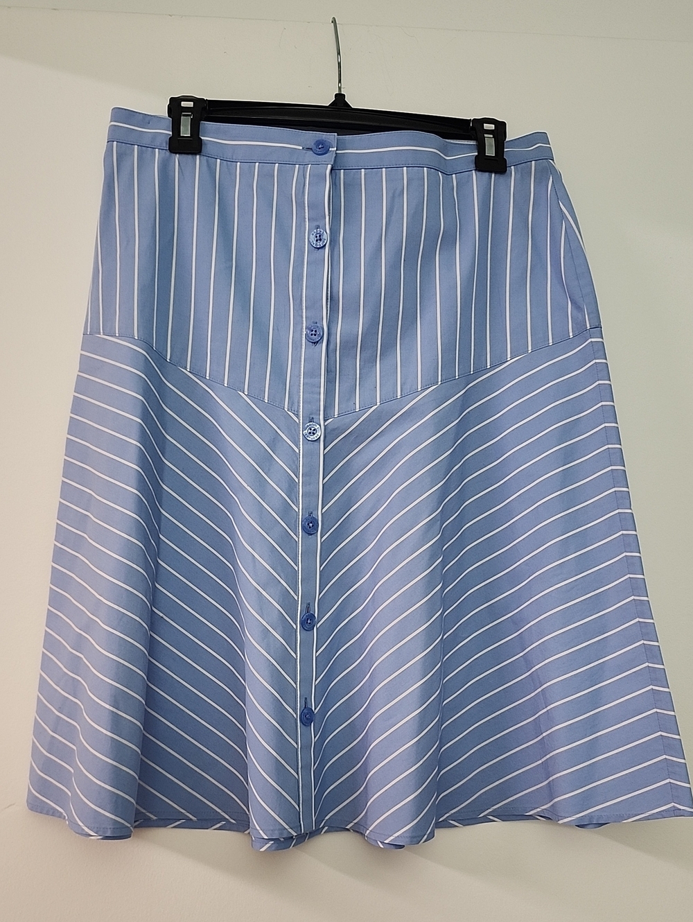 Brooks Brothers Light Blue & White Striped Skater Skirt